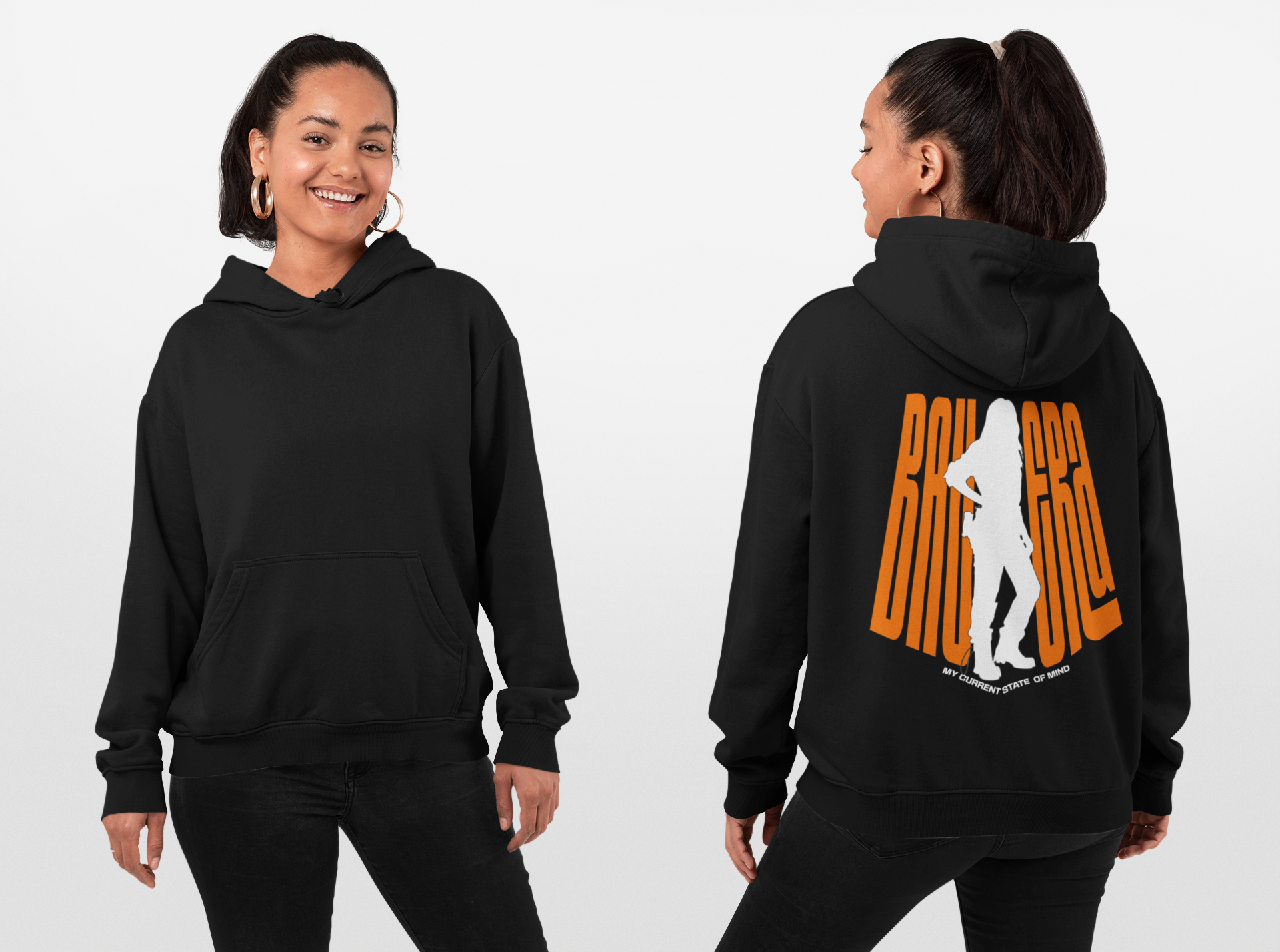 Schwarzer Damen-Hoodie aus weicher Baumwolle, ideal für Freizeit und Sport.